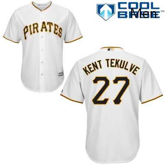 Mens Majestic Pittsburgh Pirates 27 Kent Tekulve Replica White Home Cool Base MLB Jersey